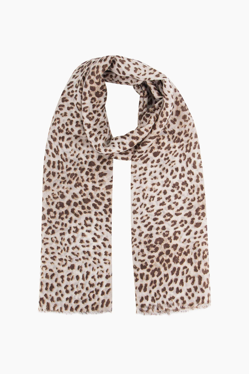 Odessa Lightweight Scarf - Cream, Leopard