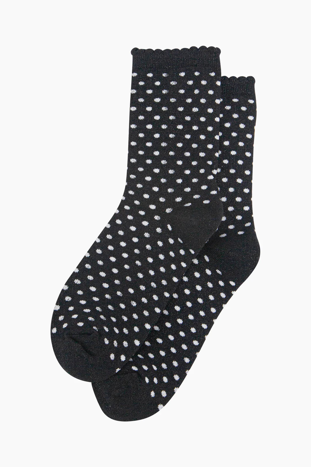 Women's Glitter Socks - Black/White, Polka Dots