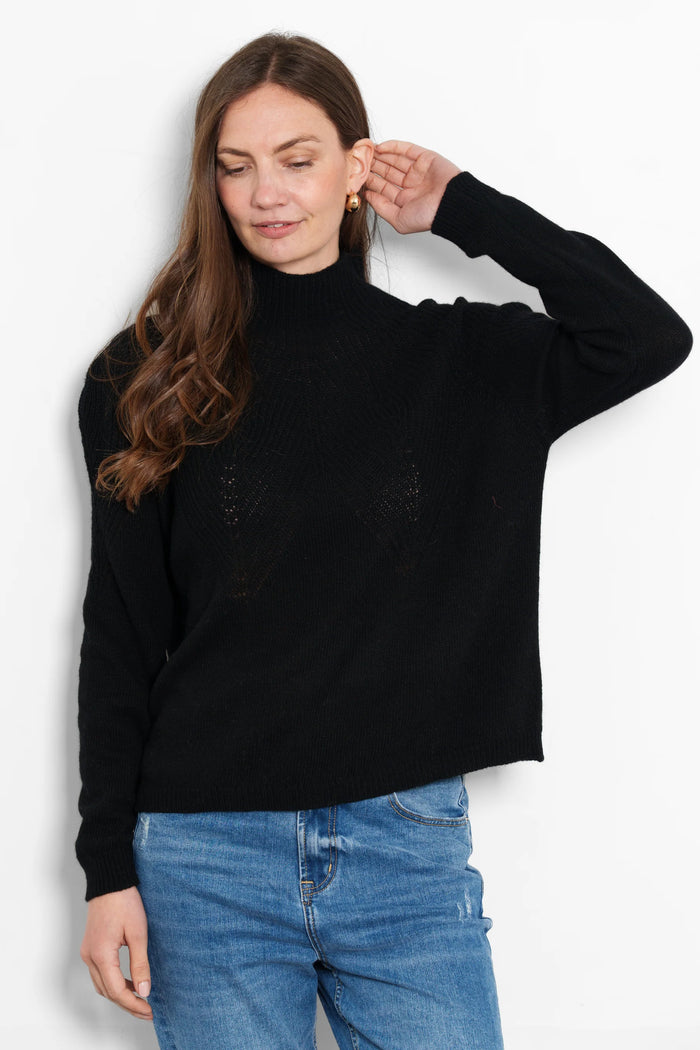 Mallory Cashmere Blend Jumper - Black, Ribbed