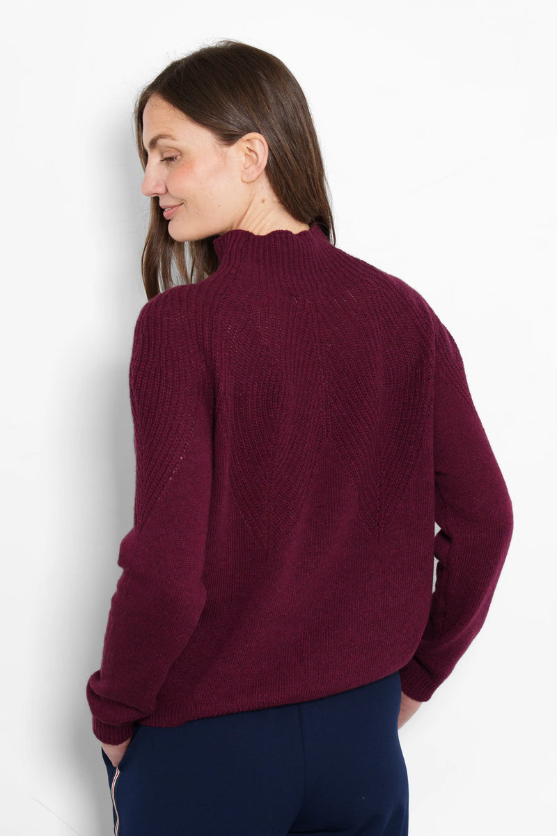 Mallory Cashmere Blend Jumper - Berry, Ribbed
