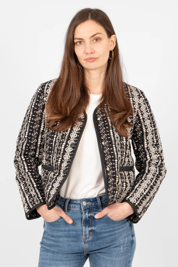 Greta Lightweight Cropped Jacket - Black, Moroccan Style
