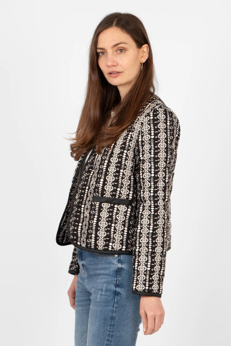 Greta Lightweight Cropped Jacket - Black, Moroccan Style
