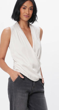 Graysen Satin Cross Over Sleeveless Top