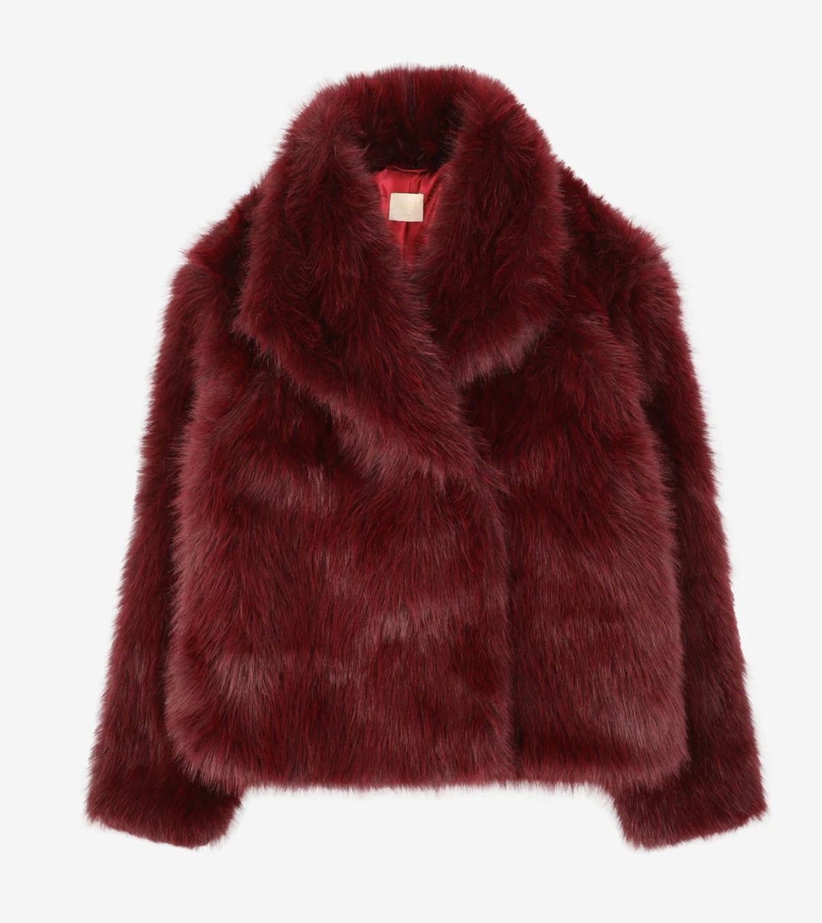 Monroe Shawl Collar Jacket- Berry, Faux Fur