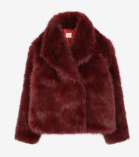 Monroe Shawl Collar Jacket- Berry, Faux Fur