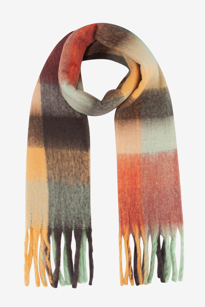 Allie Orange/Black Colourblock Square Heavyweight Scarf