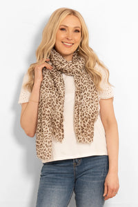 Odessa Lightweight Scarf - Cream, Leopard