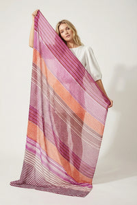 Striped Lightweight Cotton Scarf in Pink