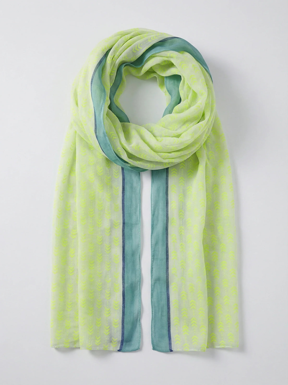 Chevron Print Lightweight Cotton Scarf in Lime