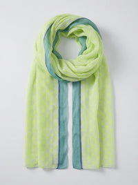Chevron Print Lightweight Cotton Scarf in Lime