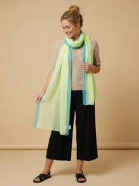 Chevron Print Lightweight Cotton Scarf in Lime