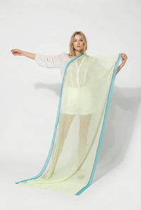 Chevron Print Lightweight Cotton Scarf in Lime