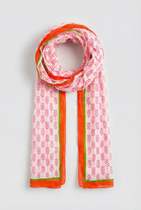 Chevron Print Lightweight Cotton Scarf in Pink