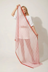 Chevron Print Lightweight Cotton Scarf in Pink