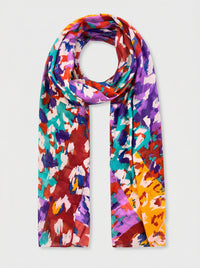 Leopard Print Lightweight Cotton Scarf in Pink/Orange