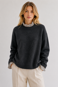 Layered-Look Frill Trim Knitted Jumper