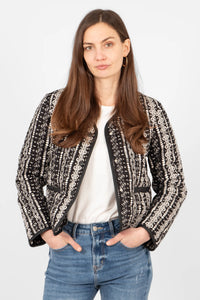 Greta Lightweight Cropped Jacket - Black, Moroccan Style