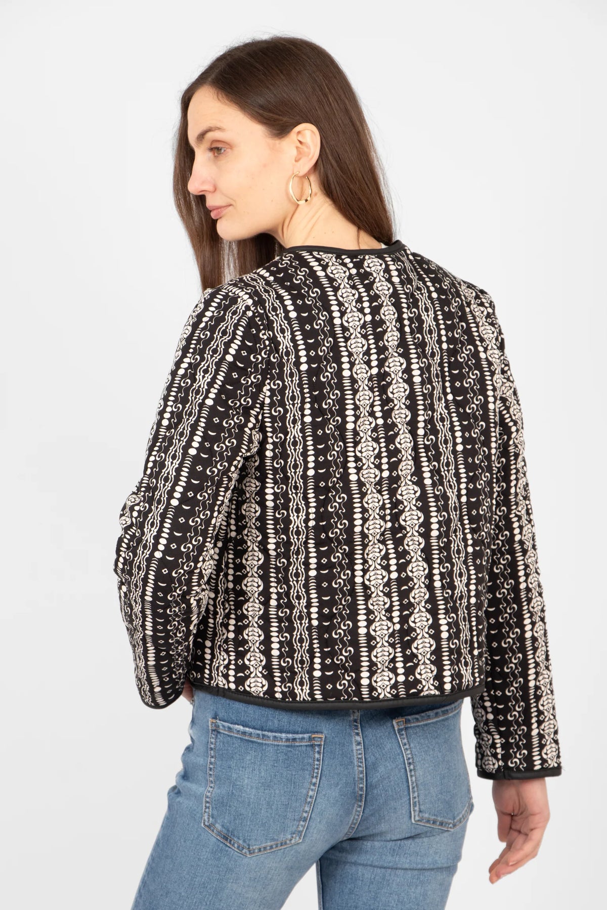 Greta Lightweight Cropped Jacket - Black, Moroccan Style