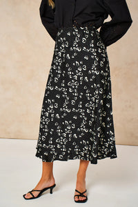 Love Hearts Midi Slip Skirt in Black