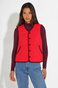Striped Reversible Gilet in Pink/Red