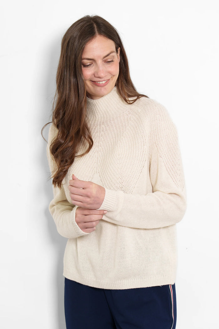 Mallory Cashmere Blend Jumper - Cream, Ribbed