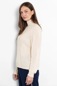 Mallory Cashmere Blend Jumper - Cream, Ribbed