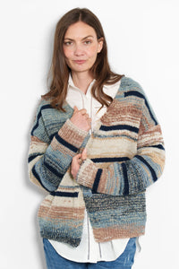 Brodie Wool Blend Cardigan - Multi/Blue, Striped