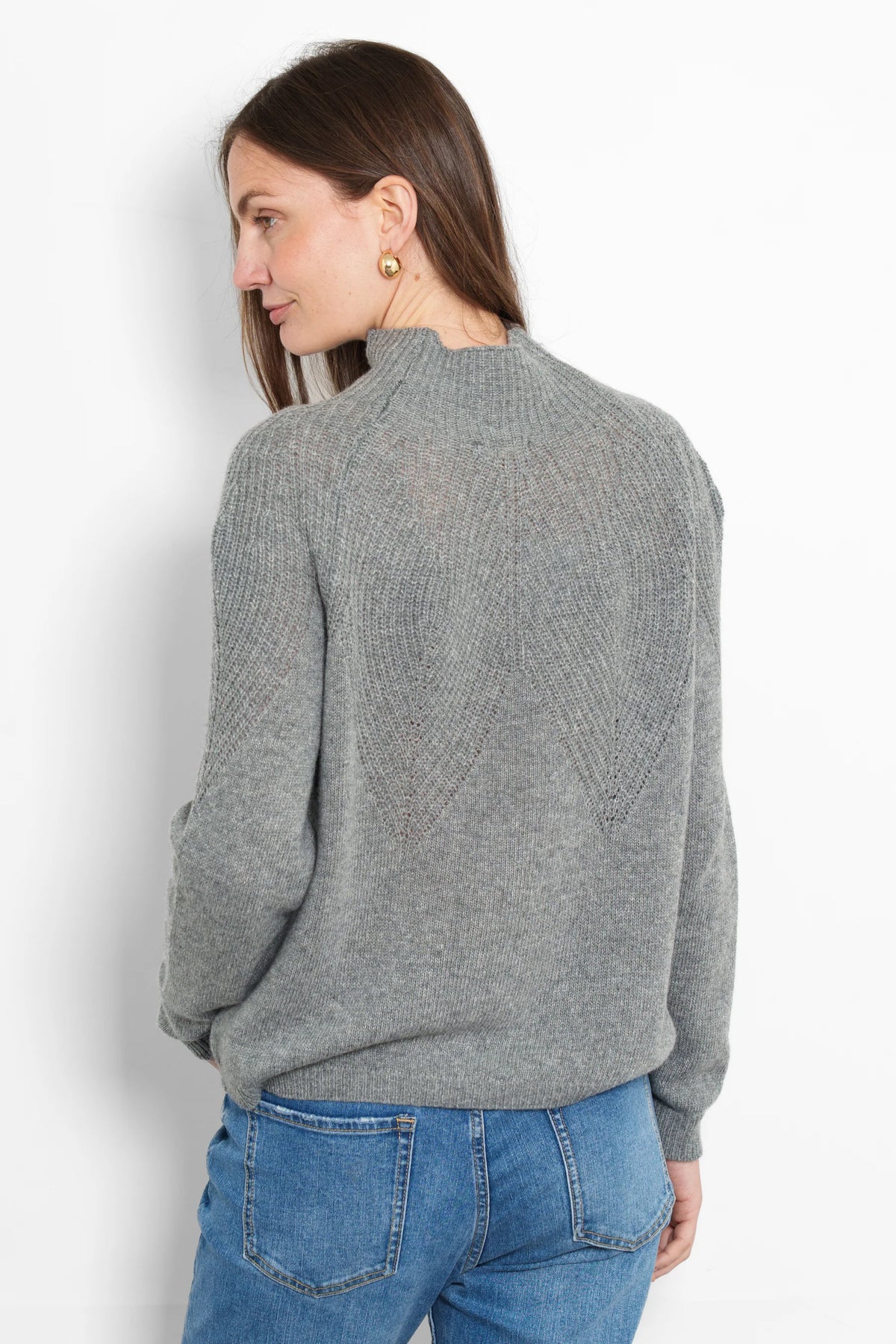 Mallory Cashmere Blend Jumper - Grey, Ribbed