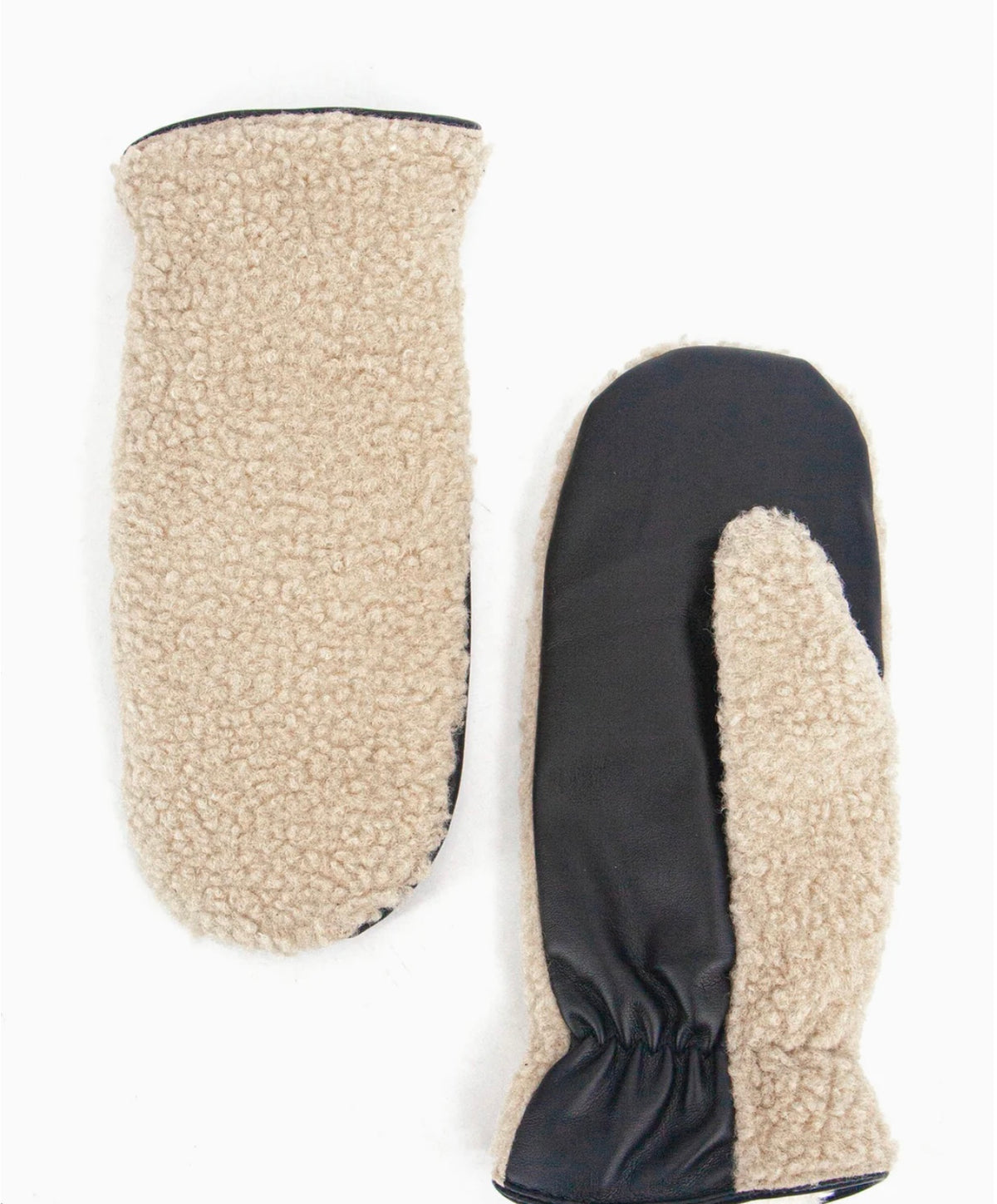 Goldie Mitten Gloves - Cream, Borg