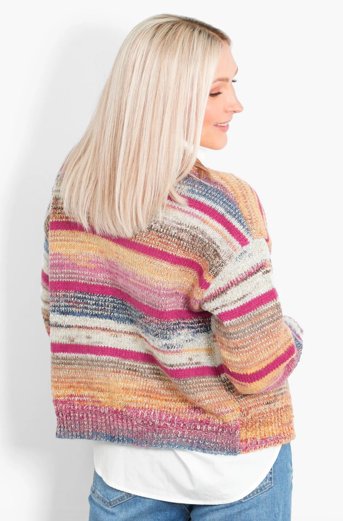 Brodie Wool Blend Cardigan - Multi/Pink, Striped