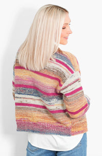 Brodie Wool Blend Cardigan - Multi/Pink, Striped