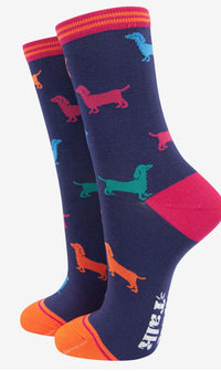 Women's Bamboo Socks - Multicoloured, Sausage Dog