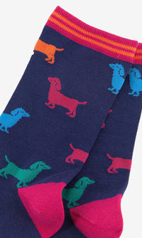 Women's Bamboo Socks - Multicoloured, Sausage Dog