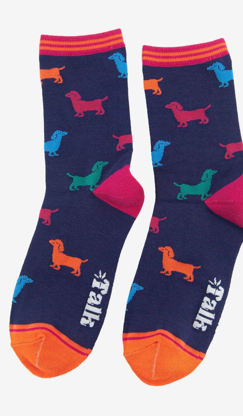 Women's Bamboo Socks - Multicoloured, Sausage Dog