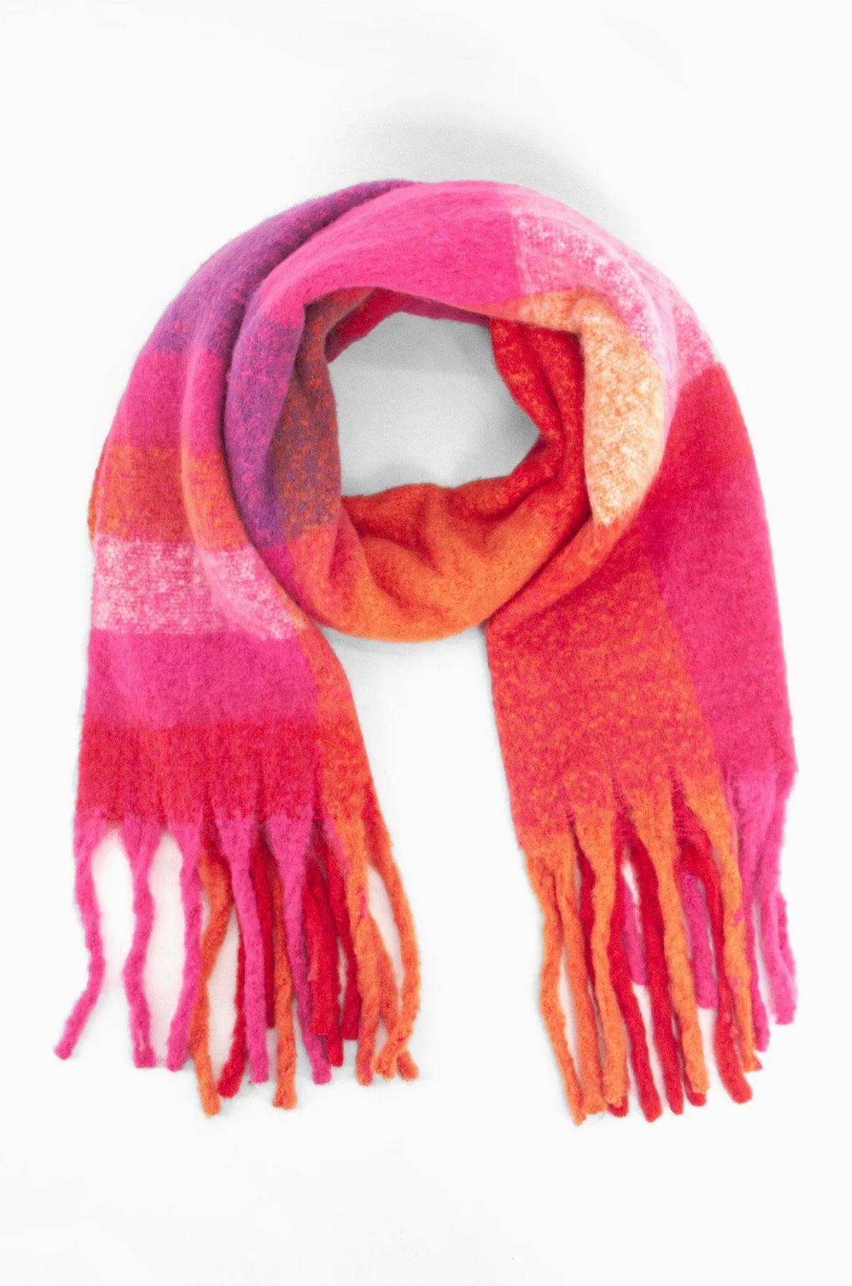 Allie Heavyweight Scarf - Fuchsia, Square Colour Block