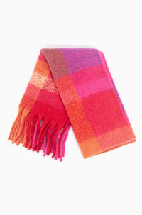 Allie Heavyweight Scarf - Fuchsia, Square Colour Block