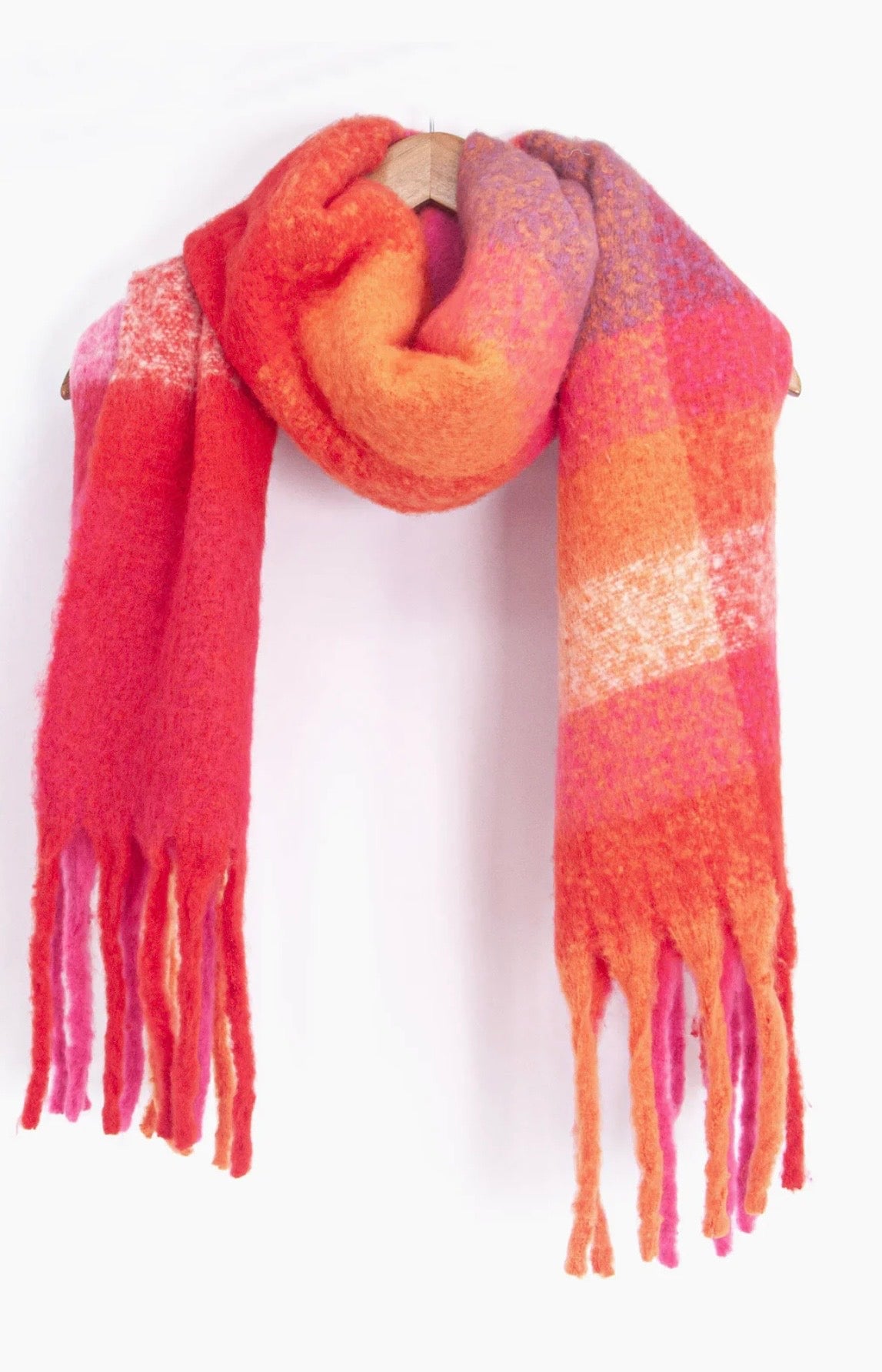 Allie Heavyweight Scarf - Fuchsia, Square Colour Block