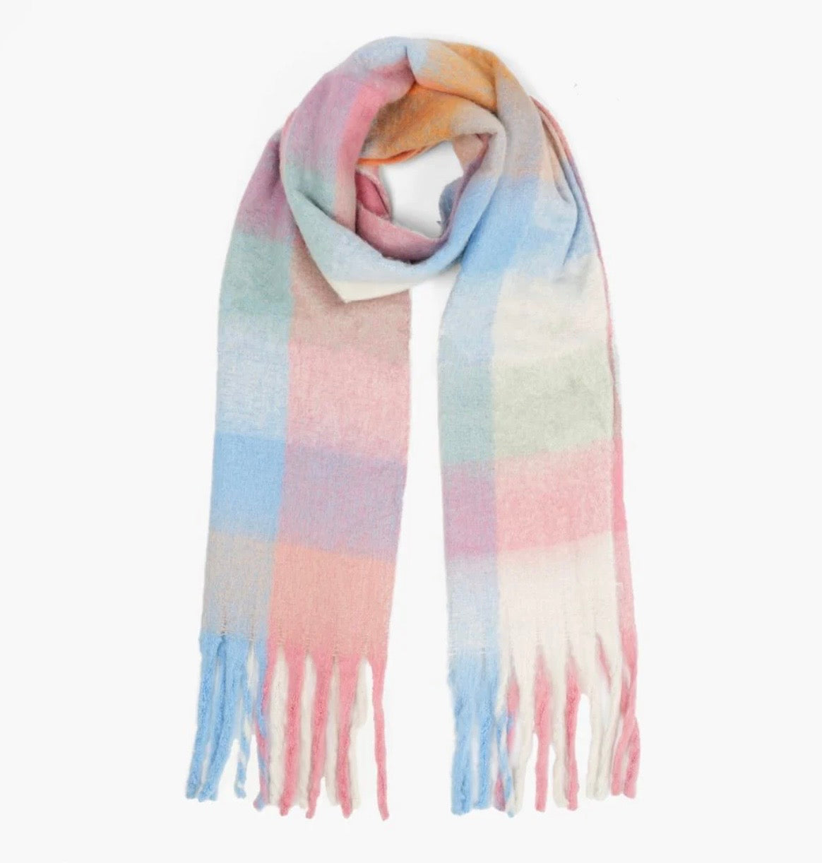 Allie Light Blue/Pink Colourblock Square Heavyweight Scarf