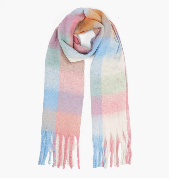 Allie Light Blue/Pink Colourblock Square Heavyweight Scarf