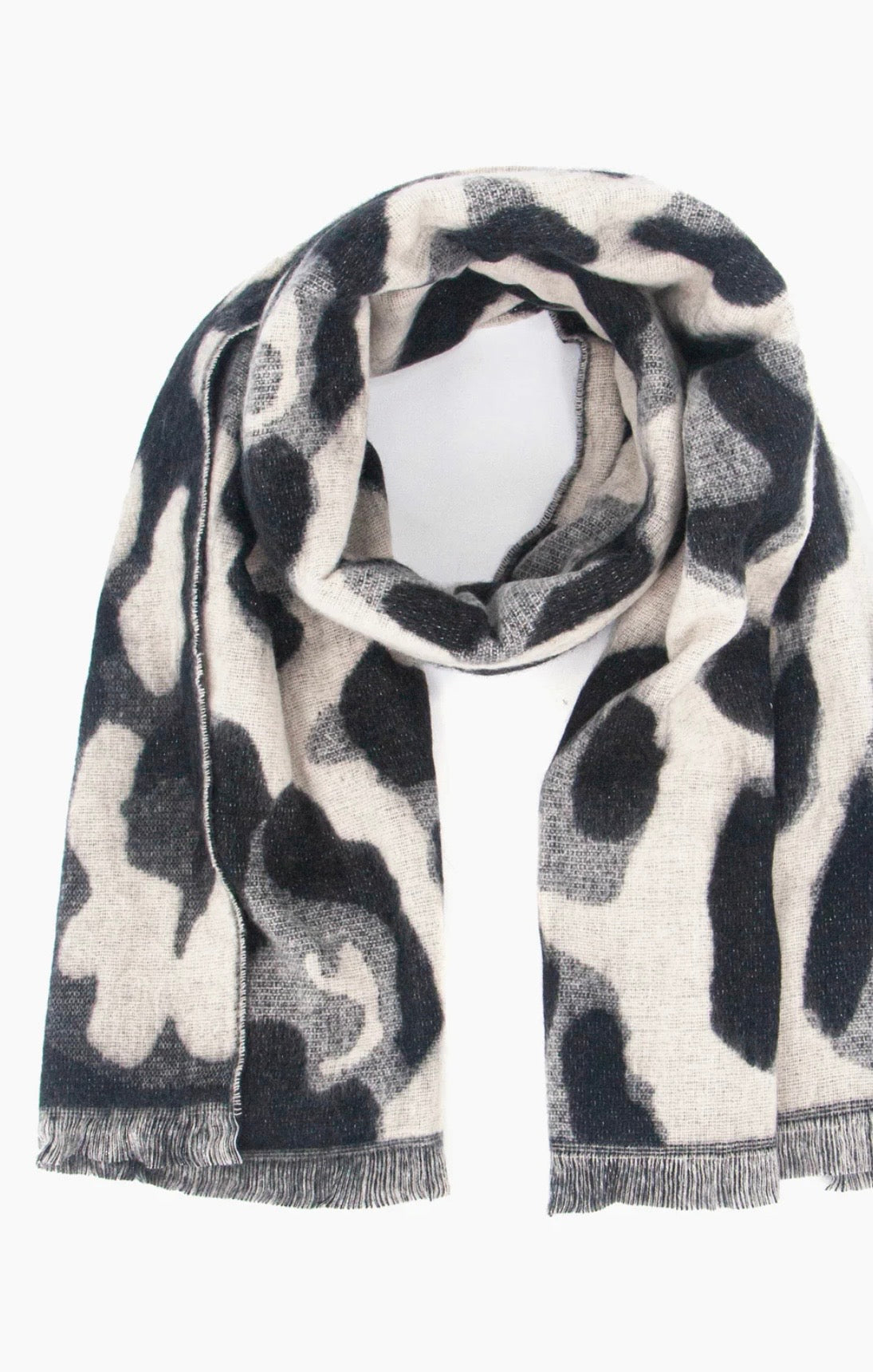 Jamie Heavyweight Scarf - Cream/Black, Leopard