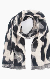 Jamie Heavyweight Scarf - Cream/Black, Leopard