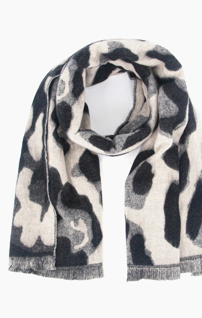 Jamie Heavyweight Scarf - Cream/Black, Leopard