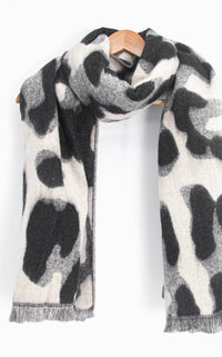 Jamie Heavyweight Scarf - Cream/Black, Leopard