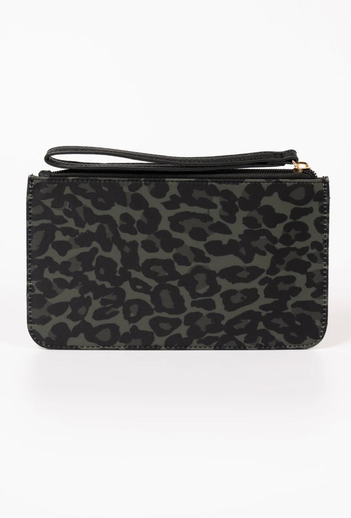 Tate Passport Holder Clutch Wallet - Khaki Leopard Print, Nylon