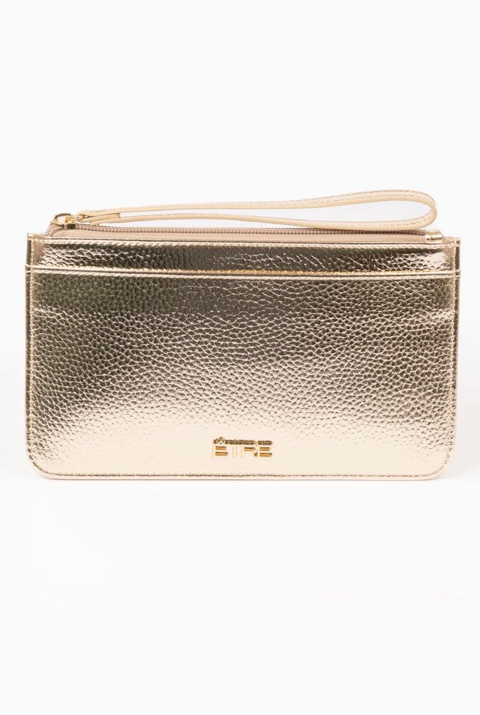 Tate Passport Holder Clutch Wallet - Gold, Pebbled Faux Leather