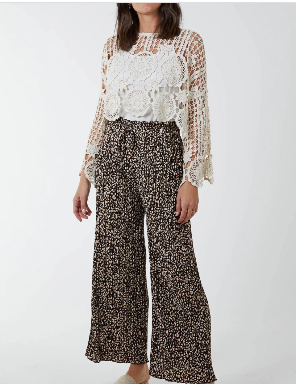 Printed Wide Leg Trousers