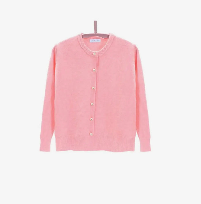 Pear Button Cardigan - Pastel Pink
