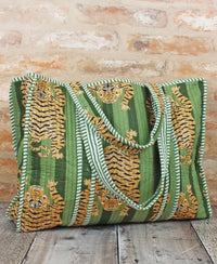 Quilted Cotton Tote Bag - Tiger Print
