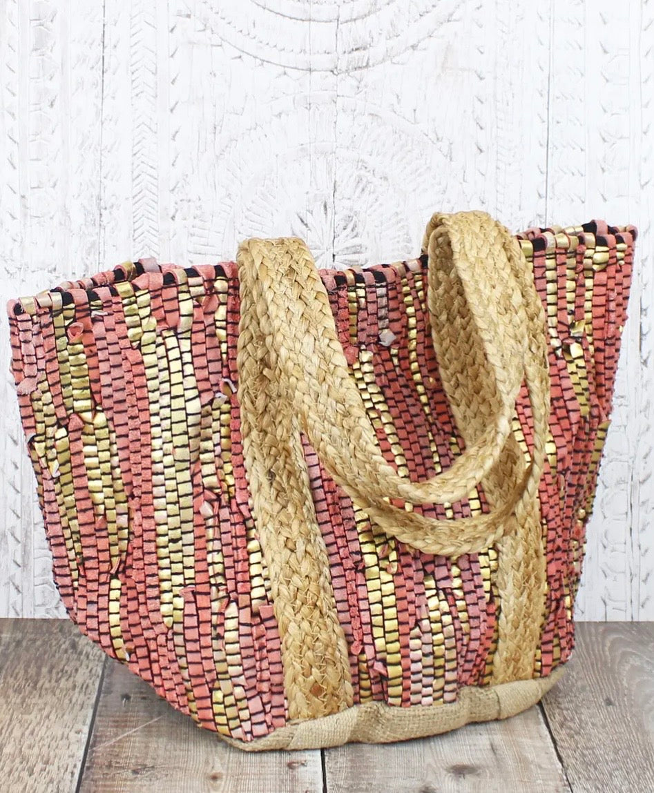 Upcycled Scrap Leather Tote Bag