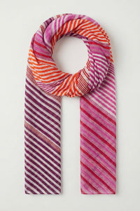 Striped Lightweight Cotton Scarf in Pink